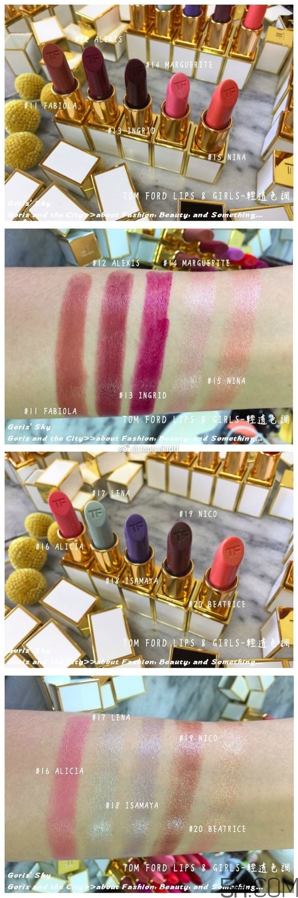 tom ford lips girls迷你白管唇膏色號_50色全試色